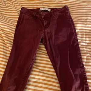 A&F Maroon skinny jeans